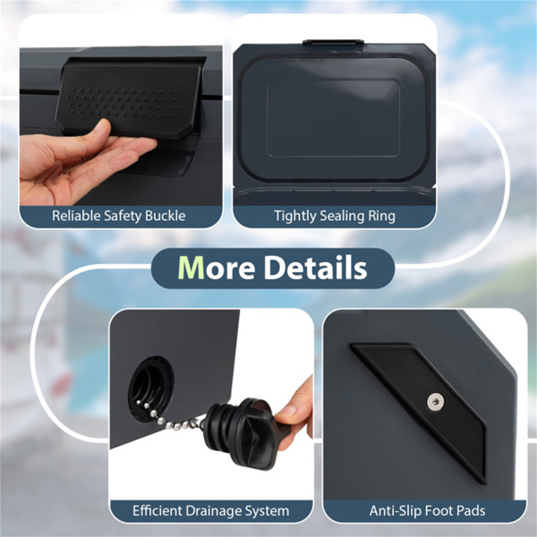 21Qt便携式冷藏箱，带3层隔热层，硬壳冰柜，带2个杯架，适用于户外露营钓鱼（灰色）-5