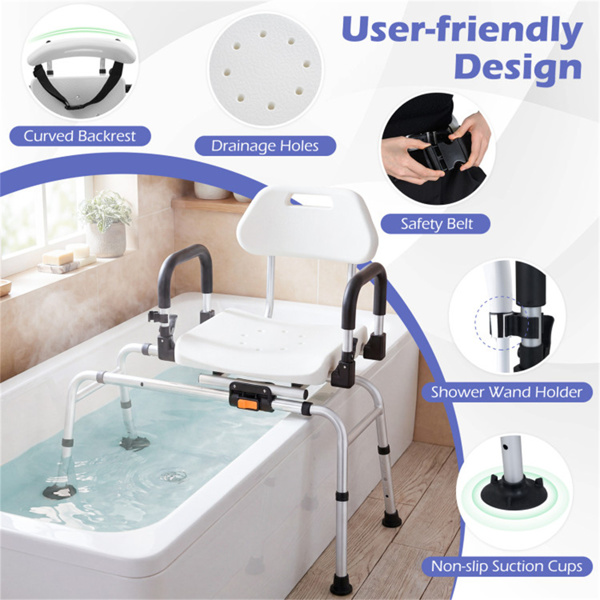 滑动淋浴椅，4位旋转座椅和左右滑动，容量300LBS-5