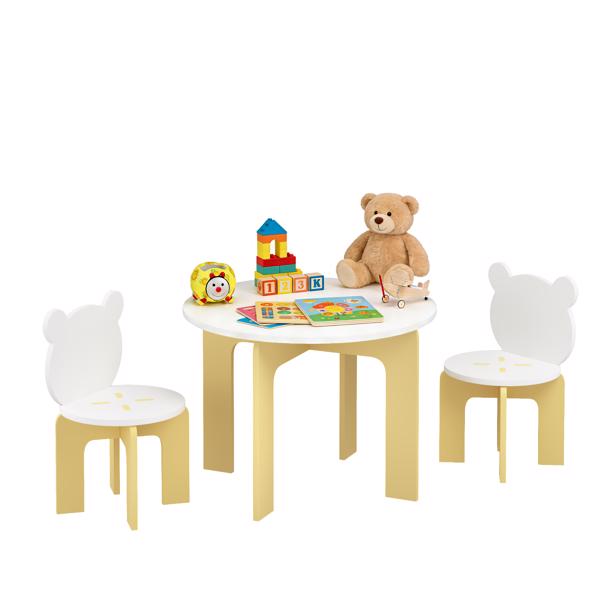 儿童桌椅套装，三件套幼儿桌椅，可爱熊背椅，结实耐用的木制活动桌椅套装，适用于儿童游戏室、卧室、幼儿园--不支持self-pick up且不支持指定仓库发货-13