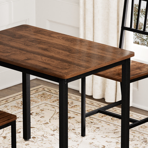 餐桌椅组合——吧台桌配2把餐椅 | 厨房中岛式餐桌椅 | 工业风设计，适用于厨房早餐区、客厅及派对室 | 胡桃木色 | 尺寸：35.4″长 x 23.6″宽 x 29.7″高--不支持self-pick up且不支持指定仓库发货-5