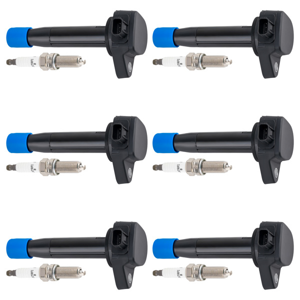 Pack of 6  Ignition Coil + Spark Plugs fit for Acura RDX ZDX Honda Pilot V6 UF624-6