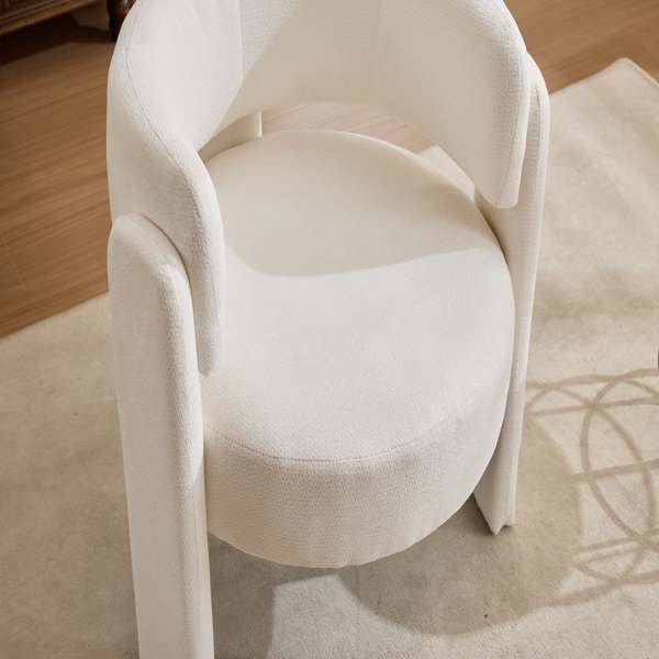 现代休闲单人椅，时尚圈绒面料休闲扶手椅，舒适软垫单人沙发椅，适用于客厅、卧室、公寓、办公室 - 白色-3