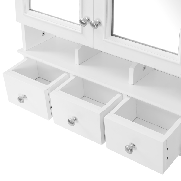 四合一浴室镜柜，24英寸壁挂式药柜，带抽屉和收纳挂钩，高清镜面，带浴室梳妆台储物空间--不支持self-pick up且不支持指定仓库发货-20