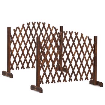 2PCS 205*33.5*80cm 可伸缩拱形款 碳化色 泡色工艺 杉木 木栅栏