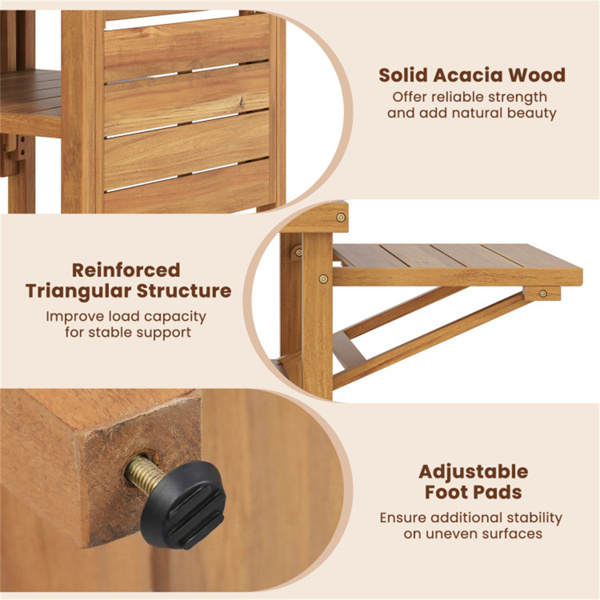 相思木户外烧烤桌，带落叶，烧烤准备站，带人造大理石树脂台面-8
