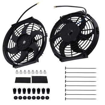 12V 2X 10\\" Slim Electric Fan Kit with Mounts fit for Radiator Push Pull Cooling