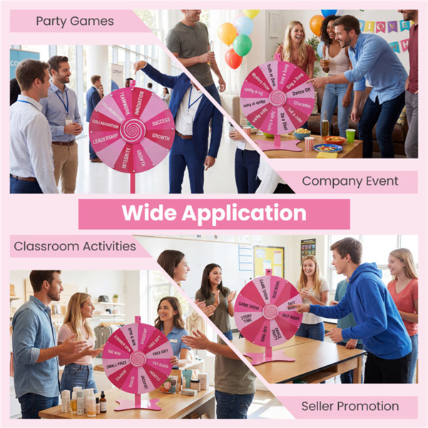 24英寸高可调节奖轮，可平稳旋转，2合1桌面和落地旋转轮，适用于游戏嘉年华派对-10