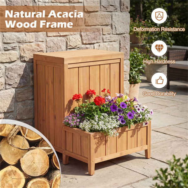 28英寸带气撑杆盖的包装交付箱，带花盆箱的高架存储台-10