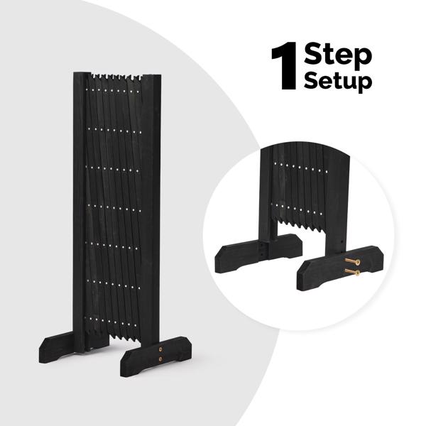 2PCS 205*34.5*90cm 可伸缩平底款 黑色 泡色工艺 杉木 木栅栏-4