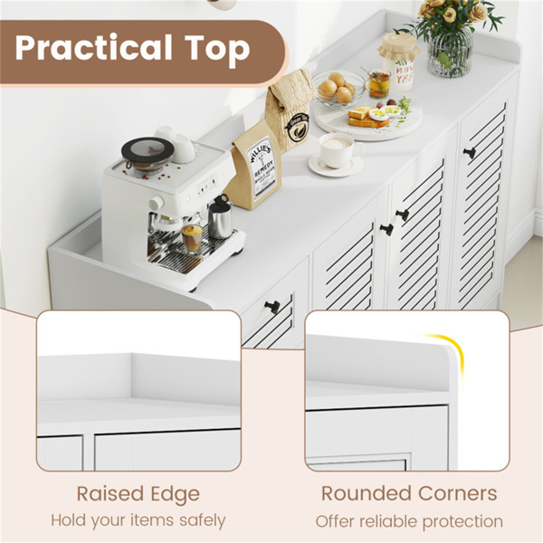 白色自助餐边柜，3个抽屉和3个百叶门柜，充足的储物空间-8