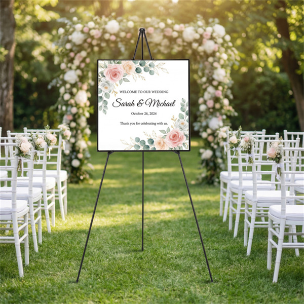 6件套带提袋的金属三脚架展示架，可调节高度的艺术架，用于婚礼标志海报-3