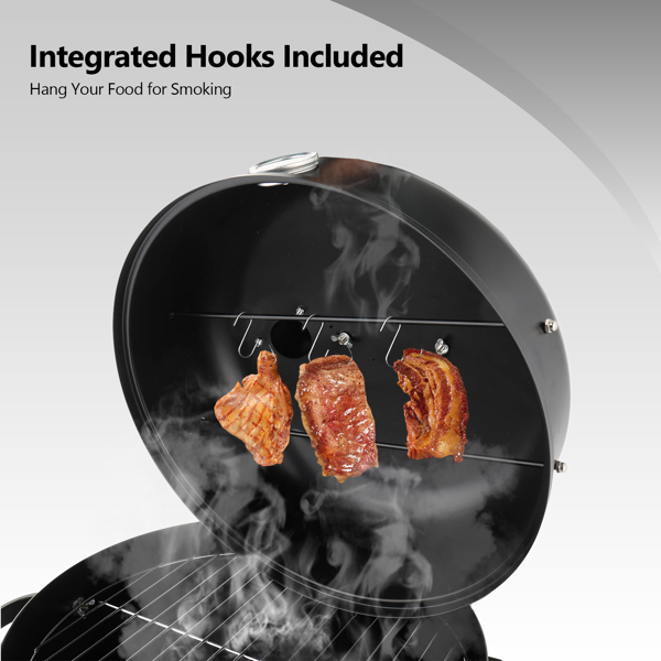 43*52*85CM 黑色 烟熏炉 圆筒形配烟囱 铁喷塑 烟熏炉-5