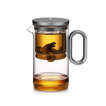 耐热玻璃泡茶壶，磁吸式开关，500毫升 枪黑色