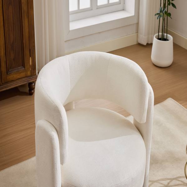 现代休闲单人椅，时尚圈绒面料休闲扶手椅，舒适软垫单人沙发椅，适用于客厅、卧室、公寓、办公室 - 白色-9