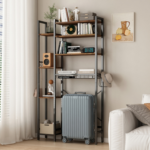 8层马桶上方置物架，带侧架，可调节层板和沥水篮，独立式浴室收纳架，适用于阳台、洗衣房（复古棕色）--不支持self-pick up且不支持指定仓库发货-3