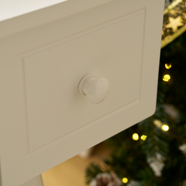 白色 密度板 梳妆桌套装 翻盖LED三色调光镜 欧式-5