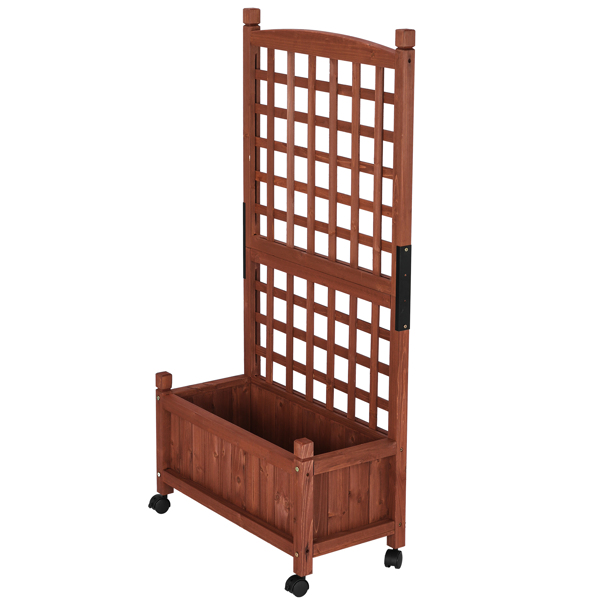 63*30*127CM 红棕色 万向轮种植花架 杉木 木种植-7