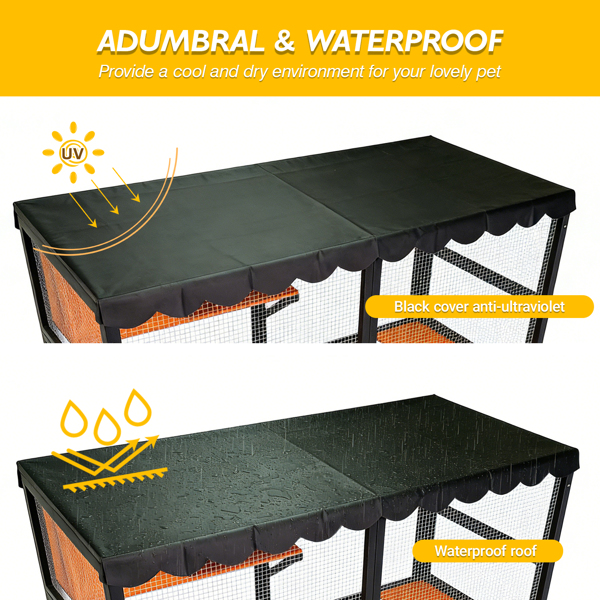 木制猫舍户外猫笼大型猫屋，适合多只猫咪散步，室内四层猫笼屋，带防水罩和坡道--不支持self-pick up且不支持指定仓库发货-6