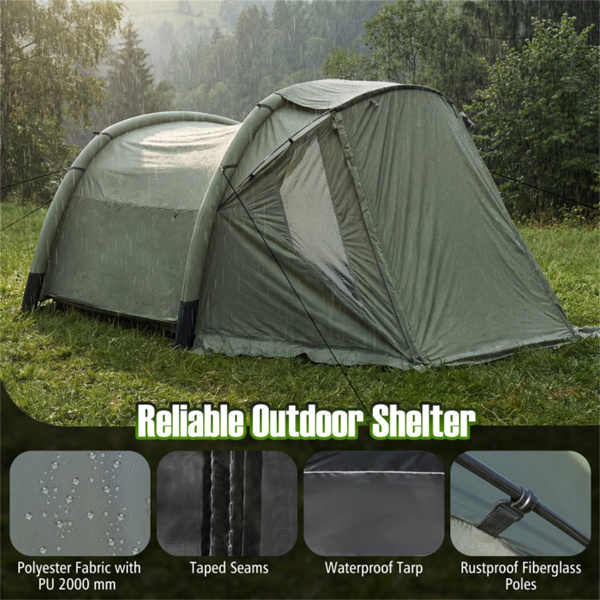 5-7人充气露营帐篷，带纱窗门廊，防水PU2000mm户外露营家庭小屋帐篷-7
