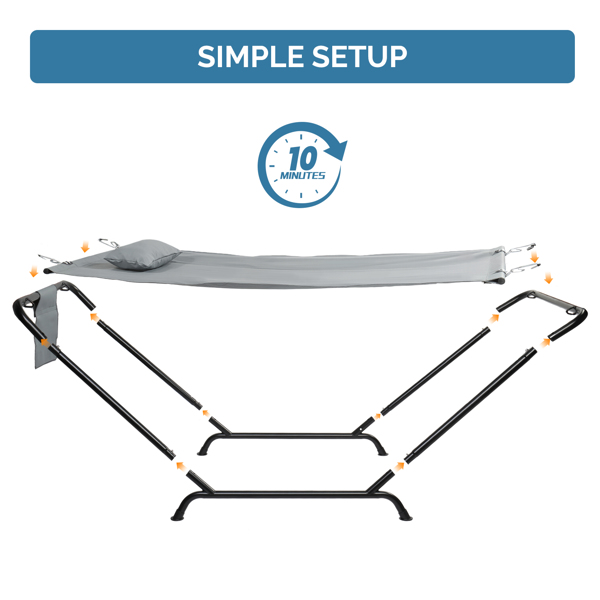 235*92*80CM 2*0.9M 600D双层牛津布吊床 灰色 吊床套装 550lbs-3