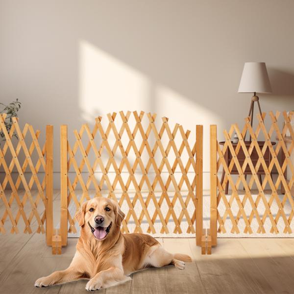 2PCS 205*33.5*80cm 可伸缩拱形款 柚木色 泡色工艺 杉木 木栅栏-4