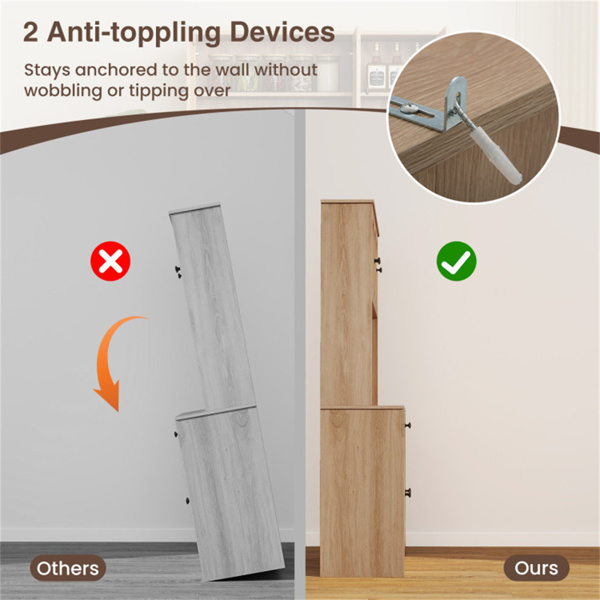 天然波西米亚6门餐具柜，PE藤门和内置充电站（2个交流电源插座+2个USB端口）-7