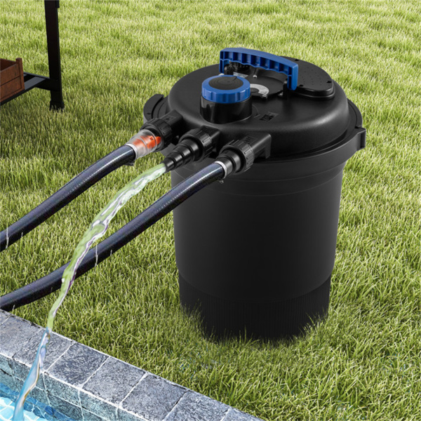 池塘压力过滤器，4个可拆卸的过滤海绵和清洁指示器，最大流速4000 GPH-2