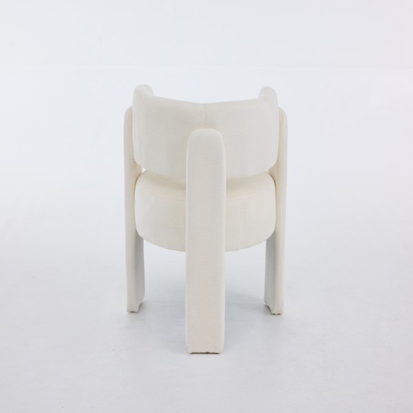 现代休闲单人椅，时尚圈绒面料休闲扶手椅，舒适软垫单人沙发椅，适用于客厅、卧室、公寓、办公室 - 白色-5