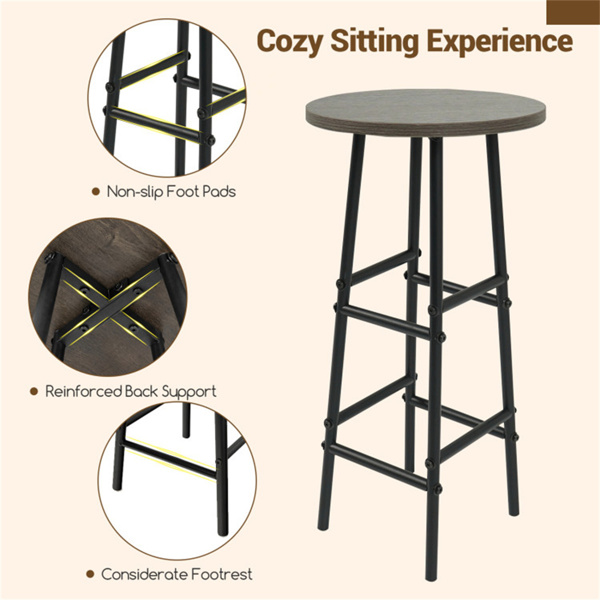 3PCS酒吧桌和凳子套装，葡萄酒储存（6瓶+酒杯架），橡木-4