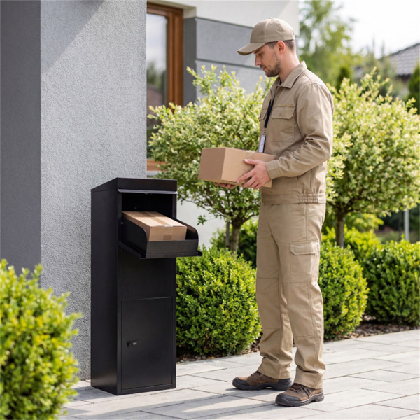 带密码锁的防盗包裹投递箱，室外门廊镀锌钢包裹投递箱-2