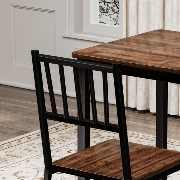 餐桌椅组合——吧台桌配2把餐椅 | 厨房中岛式餐桌椅 | 工业风设计，适用于厨房早餐区、客厅及派对室 | 胡桃木色 | 尺寸：35.4″长 x 23.6″宽 x 29.7″高--不支持self-pick up且不支持指定仓库发货-6