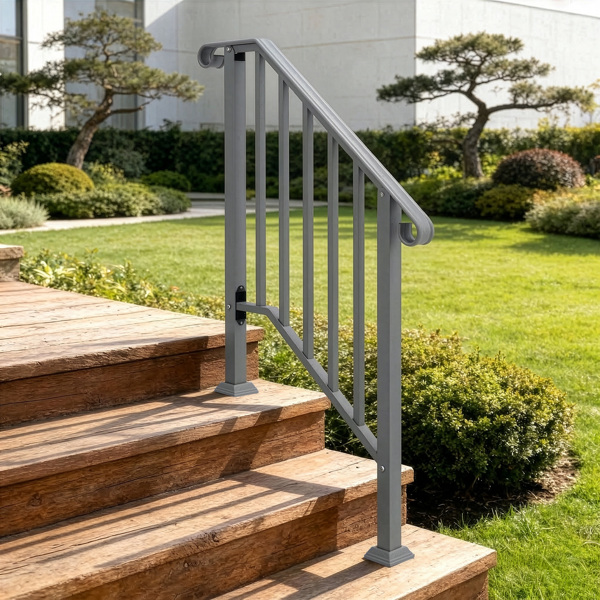银色 2阶 庭院楼梯扶手-5