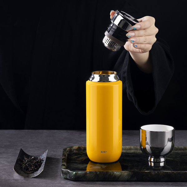 316不锈钢焖茶杯便携随行保温杯内胆覆钛户外旅行水杯370mL 绿色-5
