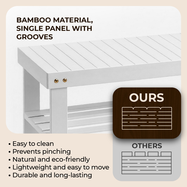 70cm长3层顶板无缝 竹制 70*28*45cm 鞋架 白色-2