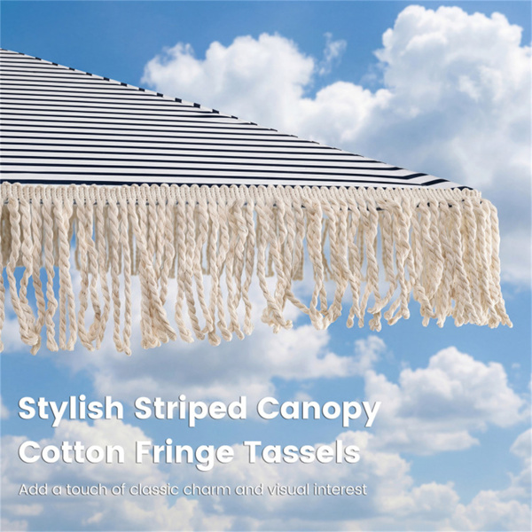 7英尺波西米亚露台雨伞，带流苏，室外海滩雨伞，带铝杆，用于池畔花园-6