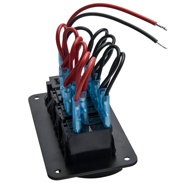 4 Gang ABS+PC Toggle Rocker Switch Panel fit for Car Boat Marine Rv Truck Red Led-4