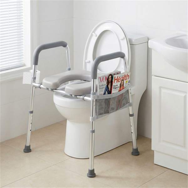 可调节的升高式马桶座（25.5英寸-28英寸宽x 27英寸-31英寸高），容量为300磅，带扶手和储物袋-2
