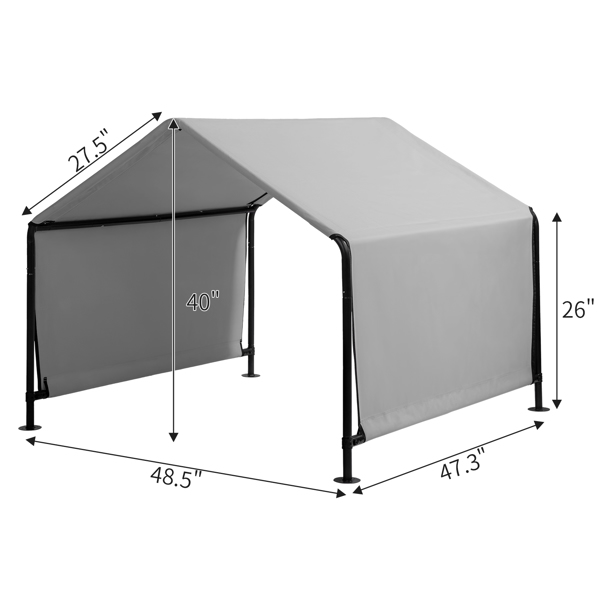 4*4*3.3FT 黑色铁管 PVC涂层涤纶篷布防水防紫外 深灰色 宠物帐篷 篷布底部车缝 顶部魔术贴-6