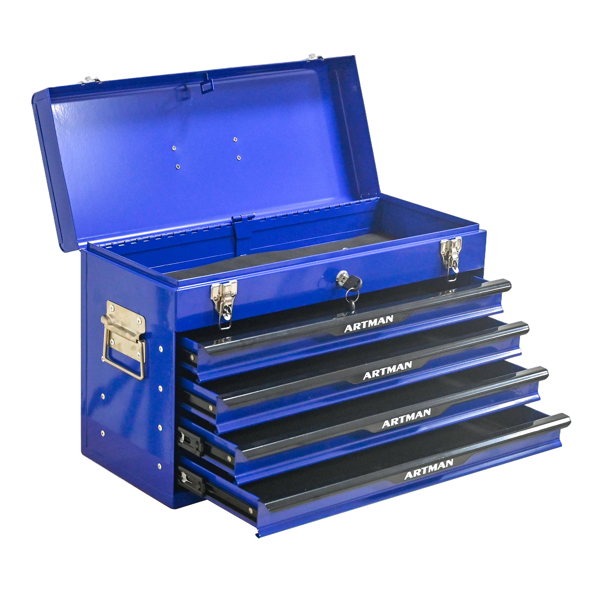 20-inch Steel Portable Tool Box With Drawers – Tool Storage Box Organizer With Metal Lock Closure Device