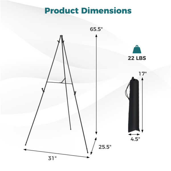 6件套带提袋的金属三脚架展示架，可调节高度的艺术架，用于婚礼标志海报-4