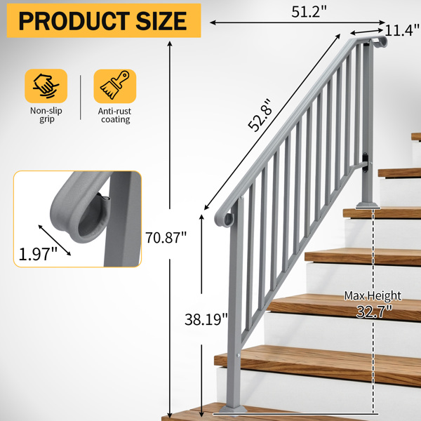银色 4阶 庭院楼梯扶手-8