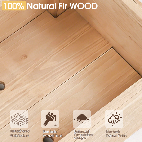 110*44.5*113CM 原木色 带拱形格子 高架花园床 杉木 木种植-11