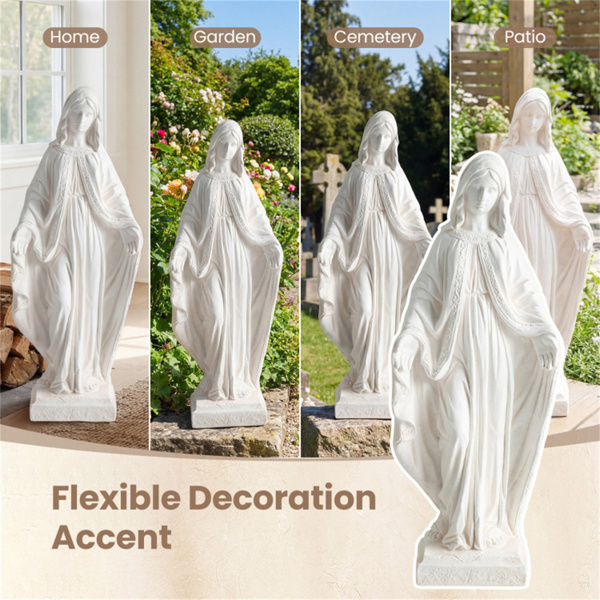31.5“圣母玛利亚花园雕像，全天候MgO宗教雕塑，用于室外和室内装饰-9