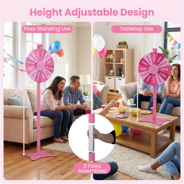 24英寸高可调节奖轮，可平稳旋转，2合1桌面和落地旋转轮，适用于游戏嘉年华派对-8