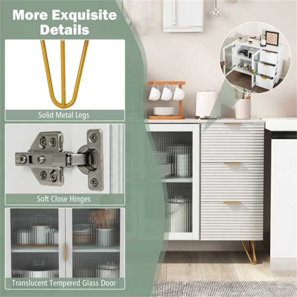 33.5英寸多功能储物柜，厨房/餐厅/客厅自助餐桌的理想选择-6