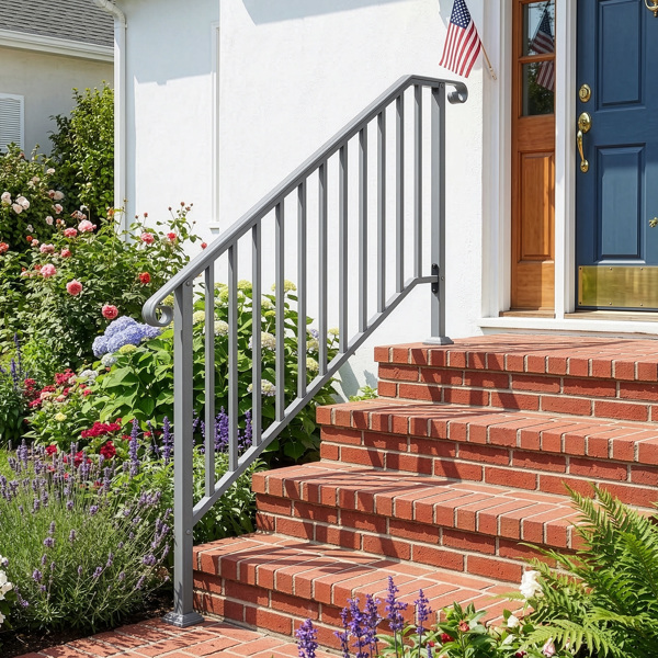 银色 4阶 庭院楼梯扶手-5