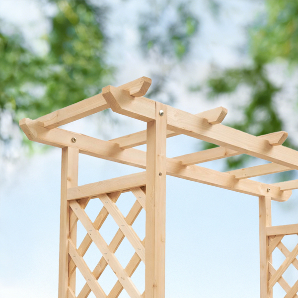 110*44.5*113CM 原木色 带拱形格子 高架花园床 杉木 木种植-10