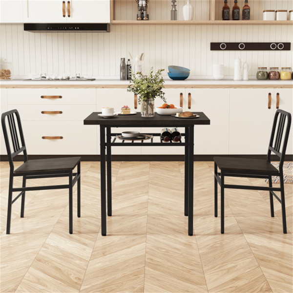 三件套餐桌（黑色+灰色），节省空间的椅子下折叠设计-7