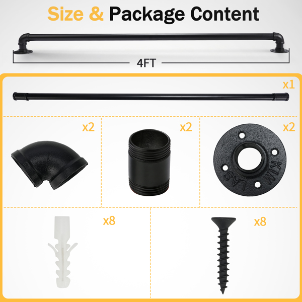 4FT 黑色 铁质 庭院楼梯扶手-8