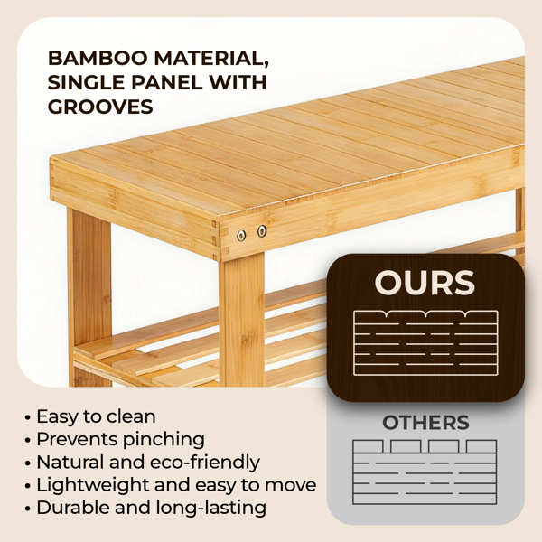 70cm长3层顶板无缝 竹制 70*28*45cm 鞋架 原木色-5